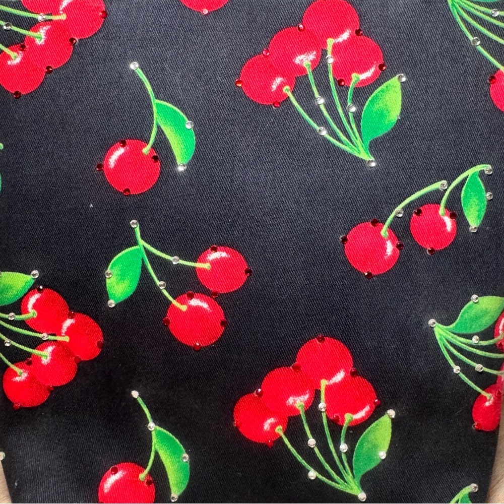 Y2K Black Cherry Rhinestone Mini Tote Bag - Picture 4 of 8